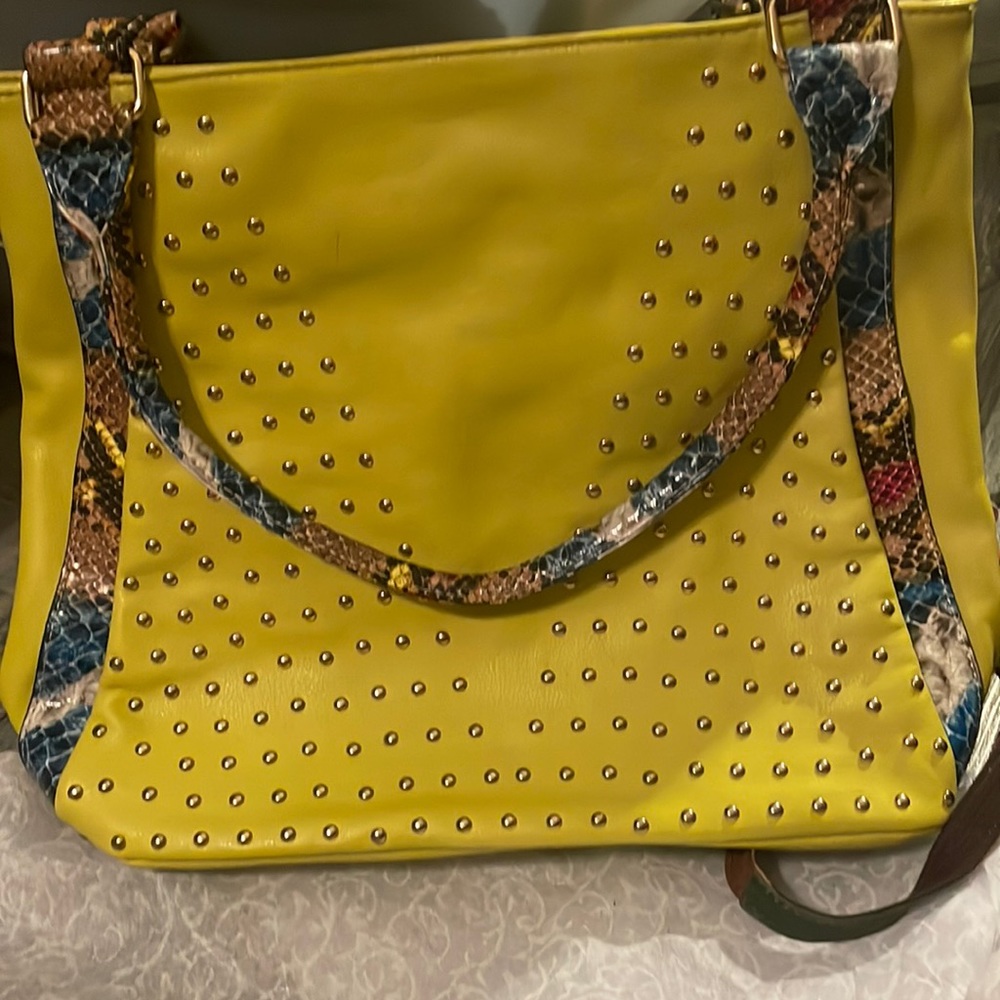 Beautiful Yellow/Green gold studded bag